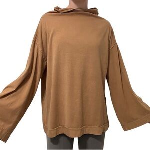 Free People Flare Sleeve Blouse Top Oversized Slouchy Boho Casual Size Large